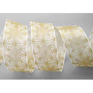 3 m x 40 mm Dekoband George CREME GOLD Chiffonband Organza Schleifenband mit formstabilen Kanten Glitzer Glanz Chiffon Weihnachten