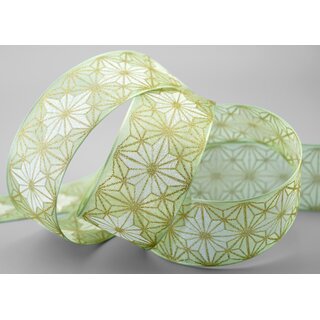 3 m x 40 mm Dekoband George GRN GOLD Chiffonband Organza Schleifenband mit formstabilen Kanten Glitzer Lindgrn Chiffon Weihnachten