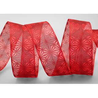 3 m x 40 mm Dekoband George ROT Chiffonband Organza Schleifenband mit formstabilen Kanten Glitzer Chiffon Weihnachten