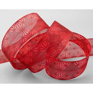 3 m x 40 mm Dekoband George ROT Chiffonband Organza Schleifenband mit formstabilen Kanten Glitzer Chiffon Weihnachten