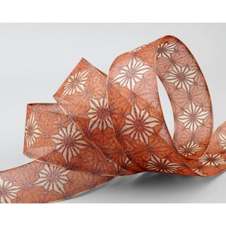 3 m x 40 mm Dekoband George TERRAKOTTA KUPFER Chiffonband Organza Schleifenband mit formstabilen Kanten Glitzer Glanz Chiffon Weihnachten