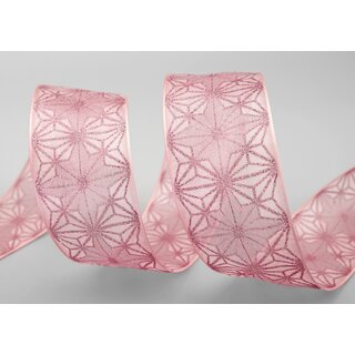 20 m x 40 mm Dekoband George Altrosa ROSA Chiffonband Organza Schleifenband mit formstabilen Kanten Glitzer Glanz Chiffon Weihnachten