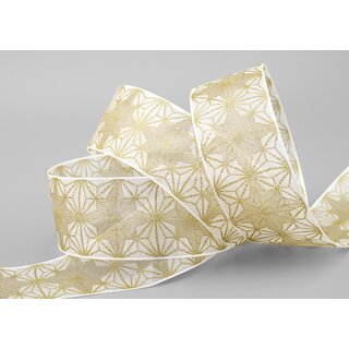 20 m x 40 mm Dekoband George CREME GOLD Chiffonband Organza Schleifenband mit formstabilen Kanten Glitzer Glanz Chiffon Weihnachten