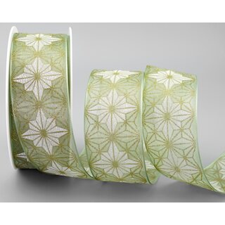 20 m x 40 mm Dekoband George GRN GOLD Chiffonband Organza Schleifenband mit formstabilen Kanten Glitzer Lindgrn Chiffon Weihnachten
