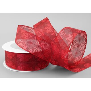 20 m x 40 mm Dekoband George ROT Chiffonband Organza Schleifenband mit formstabilen Kanten Glitzer Chiffon Weihnachten