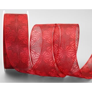 20 m x 40 mm Dekoband George ROT Chiffonband Organza Schleifenband mit formstabilen Kanten Glitzer Chiffon Weihnachten