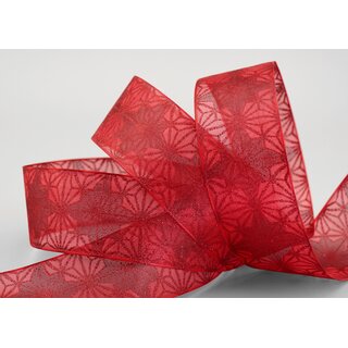 20 m x 40 mm Dekoband George ROT Chiffonband Organza Schleifenband mit formstabilen Kanten Glitzer Chiffon Weihnachten