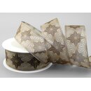 20 m x 40 mm Dekoband George TAUPE GOLD Chiffonband...