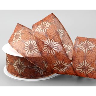 20 m x 40 mm Dekoband George TERRAKOTTA KUPFER Chiffonband Organza Schleifenband mit formstabilen Kanten Glitzer Glanz Chiffon Weihnachten
