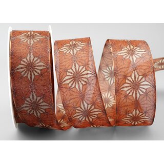 20 m x 40 mm Dekoband George TERRAKOTTA KUPFER Chiffonband Organza Schleifenband mit formstabilen Kanten Glitzer Glanz Chiffon Weihnachten