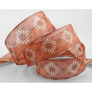 20 m x 40 mm Dekoband George TERRAKOTTA KUPFER Chiffonband Organza Schleifenband mit formstabilen Kanten Glitzer Glanz Chiffon Weihnachten