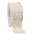 20 m x 40 mm Dekoband KARO MAX Creme Gold Ivory mit...