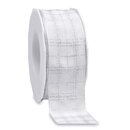 20 m x 40 mm Dekoband KARO MAX Weiss Silber mit...