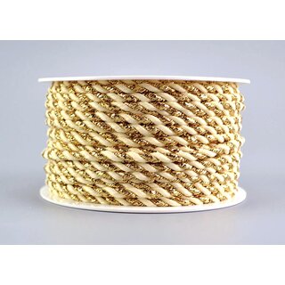 25 m x 3 mm Glitzerkordel zweifarbig CREME GOLD Schnur ohne Draht Lurexkordel Weihnachtskordel Geschenkkordel glnzend zum dekorieren 