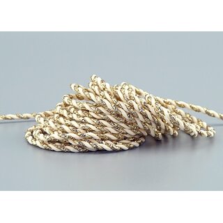25 m x 3 mm Glitzerkordel zweifarbig CREME GOLD Schnur ohne Draht Lurexkordel Weihnachtskordel Geschenkkordel glnzend zum dekorieren 