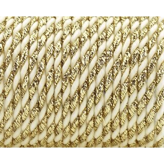 25 m x 3 mm Glitzerkordel zweifarbig CREME GOLD Schnur ohne Draht Lurexkordel Weihnachtskordel Geschenkkordel glnzend zum dekorieren 