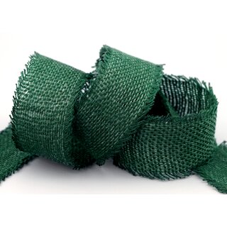 2 m x 40 mm Baumwollband DUNKELGRN Tannengrn (59) Natur mit Fransen Dekoband Gitterband 100% Baumwolle Kreuzstich Band Schleifenband Deko