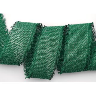 2 m x 40 mm Baumwollband DUNKELGRN Tannengrn (59) Natur mit Fransen Dekoband Gitterband 100% Baumwolle Kreuzstich Band Schleifenband Deko