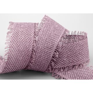 2 m x 40 mm Baumwollband LAVENDEL Flieder (626) Natur mit Fransen Dekoband Gitterband 100% Baumwolle Kreuzstich Band Schleifenband Deko