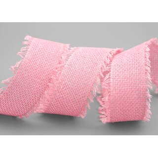 2 m x 40 mm Baumwollband ROSA Hellrosa (21) Natur mit Fransen Dekoband Gitterband 100% Baumwolle Kreuzstich Band Schleifenband Deko