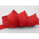 2 m x 40 mm Baumwollband ROT (20) Natur mit Fransen...
