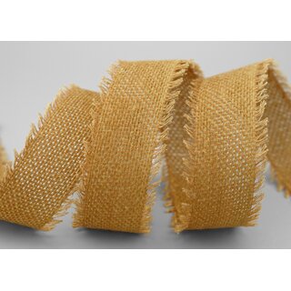 2 m x 40 mm Baumwollband SENF (16) Natur mit Fransen Dekoband Gitterband 100% Baumwolle Kreuzstich Band Schleifenband Deko