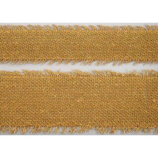 2 m x 40 mm Baumwollband SENF (16) Natur mit Fransen Dekoband Gitterband 100% Baumwolle Kreuzstich Band Schleifenband Deko