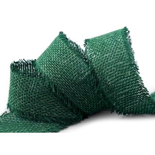 30 m x 40 mm Baumwollband DUNKELGRN Tannengrn (59) Natur mit Fransen Dekoband Gitterband 100% Baumwolle Kreuzstich Band Schleifenband Deko