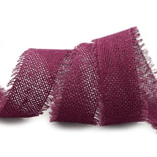 30 m x 40 mm Baumwollband FUCHSIA BEERE (601) Natur mit Fransen Dekoband Gitterband 100% Baumwolle Kreuzstich Band Schleifenband Deko