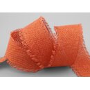 30 m x 40 mm Baumwollband ORANGE (40) Natur mit Fransen...