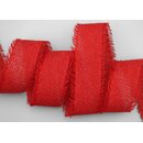 30 m x 40 mm Baumwollband ROT (20) Natur mit Fransen...