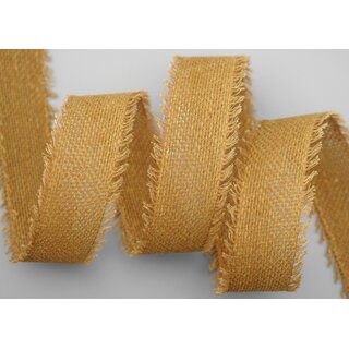30 m x 40 mm Baumwollband SENF (16) Natur mit Fransen Dekoband Gitterband 100% Baumwolle Kreuzstich Band Schleifenband Deko