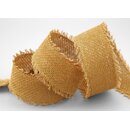 30 m x 40 mm Baumwollband SENF (16) Natur mit Fransen...