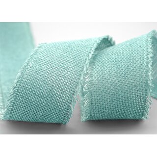 2 m x 55 mm Baumwollband ALTGRN MINT (524) Natur mit Fransen Dekoband Gitterband 100% Baumwolle Kreuzstich Band Schleifenband Deko