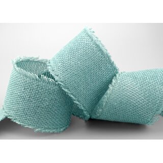 2 m x 55 mm Baumwollband ALTGRN MINT (524) Natur mit Fransen Dekoband Gitterband 100% Baumwolle Kreuzstich Band Schleifenband Deko