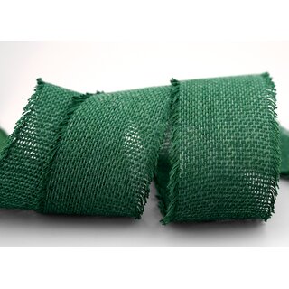 2 m x 55 mm Baumwollband DUNKELGRN Tannengrn (59) Natur mit Fransen Dekoband Gitterband 100% Baumwolle Kreuzstich Band Schleifenband Deko