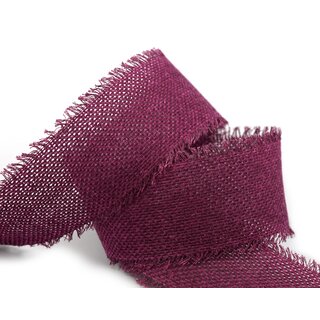 2 m x 55 mm Baumwollband FUCHSIA BEERE (601) Natur mit Fransen Dekoband Gitterband 100% Baumwolle Kreuzstich Band Schleifenband Deko
