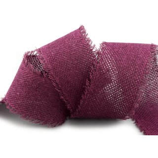 2 m x 55 mm Baumwollband FUCHSIA BEERE (601) Natur mit Fransen Dekoband Gitterband 100% Baumwolle Kreuzstich Band Schleifenband Deko