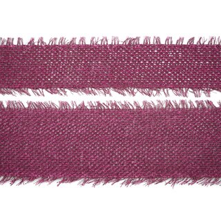 2 m x 55 mm Baumwollband FUCHSIA BEERE (601) Natur mit Fransen Dekoband Gitterband 100% Baumwolle Kreuzstich Band Schleifenband Deko