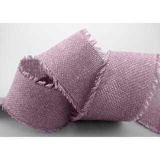 2 m x 55 mm Baumwollband LAVENDEL Flieder (626) Natur mit Fransen Dekoband Gitterband 100% Baumwolle Kreuzstich Band Schleifenband Deko