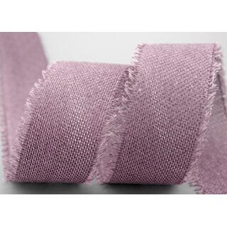 2 m x 55 mm Baumwollband LAVENDEL Flieder (626) Natur mit Fransen Dekoband Gitterband 100% Baumwolle Kreuzstich Band Schleifenband Deko