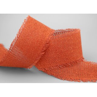 2 m x 55 mm Baumwollband ORANGE (40) Natur mit Fransen Dekoband Gitterband 100% Baumwolle Kreuzstich Band Schleifenband Deko