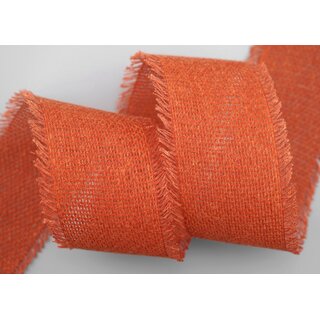 2 m x 55 mm Baumwollband ORANGE (40) Natur mit Fransen Dekoband Gitterband 100% Baumwolle Kreuzstich Band Schleifenband Deko