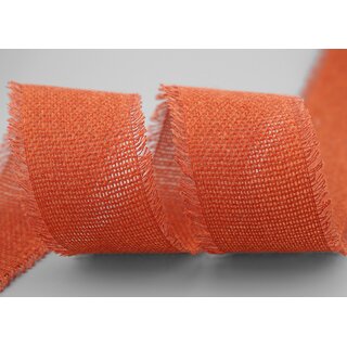 2 m x 55 mm Baumwollband ORANGE (40) Natur mit Fransen Dekoband Gitterband 100% Baumwolle Kreuzstich Band Schleifenband Deko