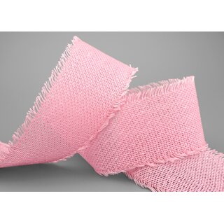 2 m x 55 mm Baumwollband ROSA Hellrosa (21) Natur mit Fransen Dekoband Gitterband 100% Baumwolle Kreuzstich Band Schleifenband Deko