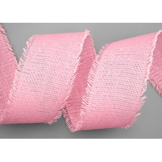2 m x 55 mm Baumwollband ROSA Hellrosa (21) Natur mit Fransen Dekoband Gitterband 100% Baumwolle Kreuzstich Band Schleifenband Deko