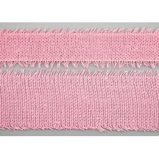 2 m x 55 mm Baumwollband ROSA Hellrosa (21) Natur mit Fransen Dekoband Gitterband 100% Baumwolle Kreuzstich Band Schleifenband Deko