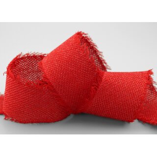 2 m x 55 mm Baumwollband ROT (20) Natur mit Fransen Dekoband Gitterband 100% Baumwolle Kreuzstich Band Schleifenband Deko