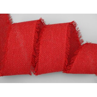 2 m x 55 mm Baumwollband ROT (20) Natur mit Fransen Dekoband Gitterband 100% Baumwolle Kreuzstich Band Schleifenband Deko