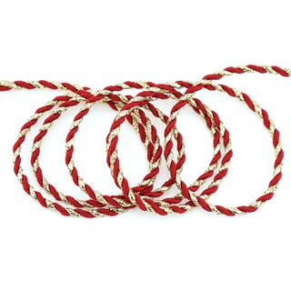 3 m x 3 mm Glitzerkordel zweifarbig ROT GOLD Schnur ohne Draht Lurexkordel Weihnachtskordel Geschenkkordel glnzend zum dekorieren